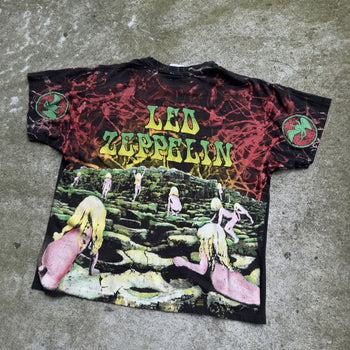 1990s THRASHED LED ZEPPELIN HOUSES OF HOLY ALL OVER PRINT TEE