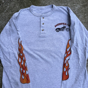 1990S HARLEY DAVIDSON CALIFORNIA FLAME LONGSLEEVE HENLEY TEE