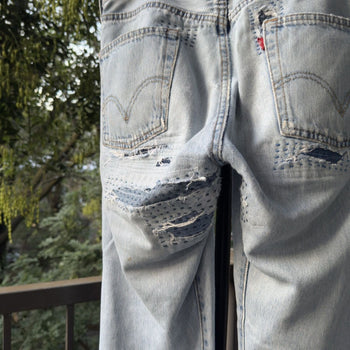 2000s Levi's 501xx Thrashed Faded Repaired Jeans