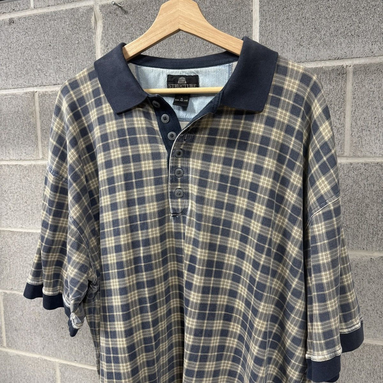 1990s Faded Thrashed Plaid Collar Grunge Shirt