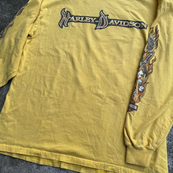 2000S HARLEY FLAME SPIDER SCORPION YELLOW LONGSLEEVE TEE