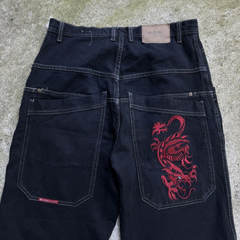 2000s Y2K BAGGY DRAGON BLACK MACHINE JNCO STYLE SHORTS JORTS