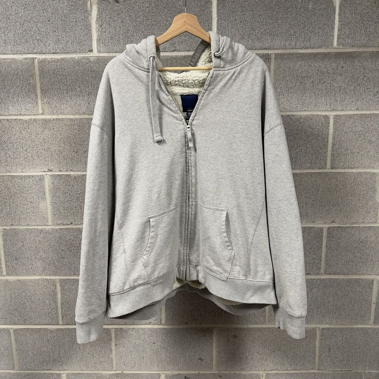 2000s Faded Sherpa Fleece Lined Zip Up Hoodie