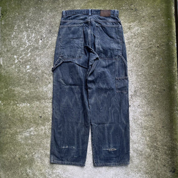 1990S Y2K FRACTAL BAGGY DENIM CARPENTER FADED SKATER JEANS