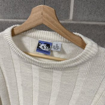 1990s Vertical Striped Knit Raime Cotton Sweater