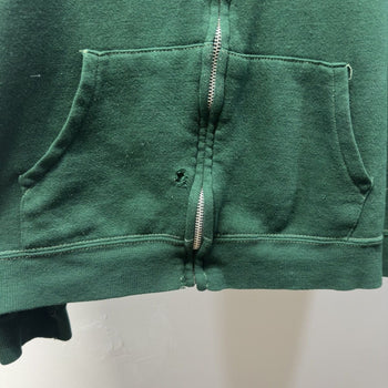 Vintage 1980s Made in USA Faded Distressed Blank Green Zip Hoodie