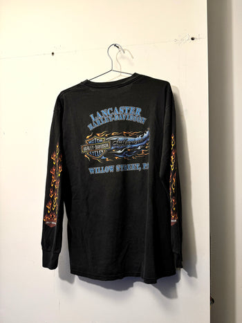 1990s HARLEY FADED MINI FLAME LOGO LONGSLEEVE TEE