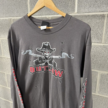 2000s Faded Biker Smoke Gun Flame Longsleeve Tee