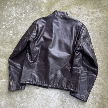 1970S GENUINE LEATHER CAFE RACER JACKET BROWN