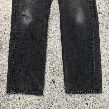 1990s LEVI'S 501 BLACK FADED THRASHED DENIM JEANS