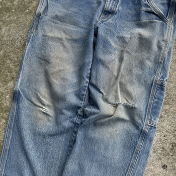 1990s THRASHED FADED MADE IN USA WORKWEAR CARPENTER DENIM JEANS