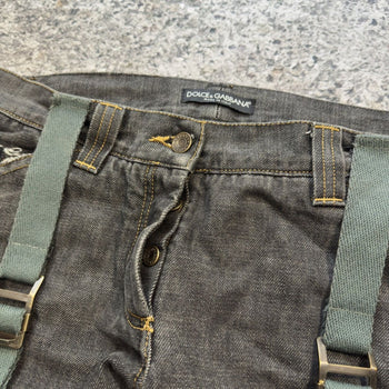 2003 Dolce & Gabbana AW03 Runway Bondage Parachute Denim Grey