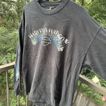 2000s Harley Davidson Faded Blue Clown Flame Longsleeve Tee