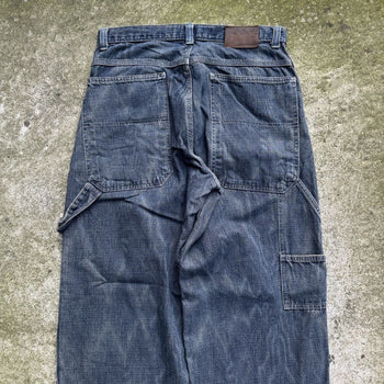 1990S Y2K FRACTAL BAGGY DENIM CARPENTER FADED SKATER JEANS