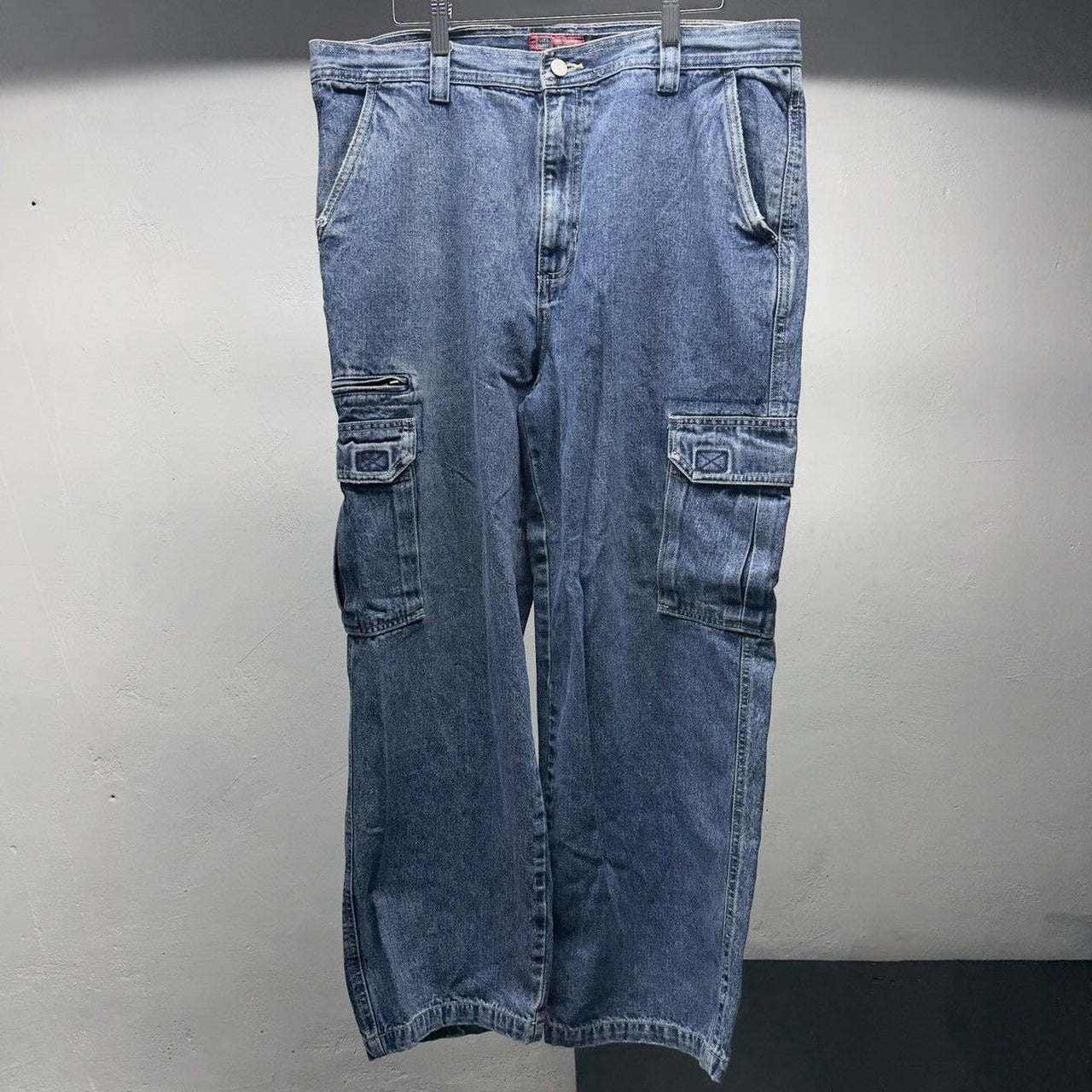 1990s Y2K Baggy Wide Leg Denim Cargo Jeans