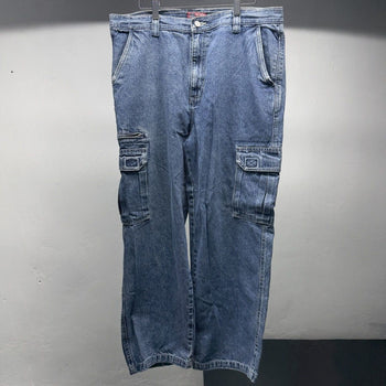 1990s Y2K Baggy Wide Leg Denim Cargo Jeans