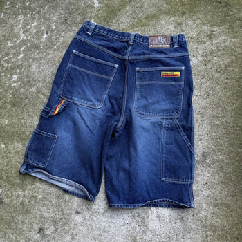 2000S Y2K BROOKLYN EXPRESS FADED DENIM JEAN SHORTS JORTS