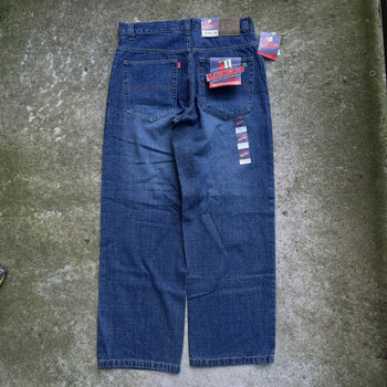 2000S Y2K LOCO BAGGY WIDE LEG BLUE SKATER DENIM JEANS