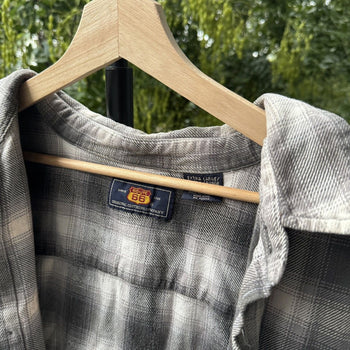 2000s Faded Shadow Plaid Flannel Shirt