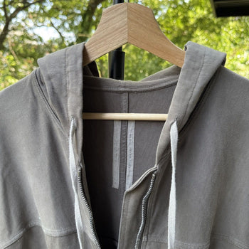 Rick Owens FW22 Strobe Raglan Zip Up Hoodie Dust