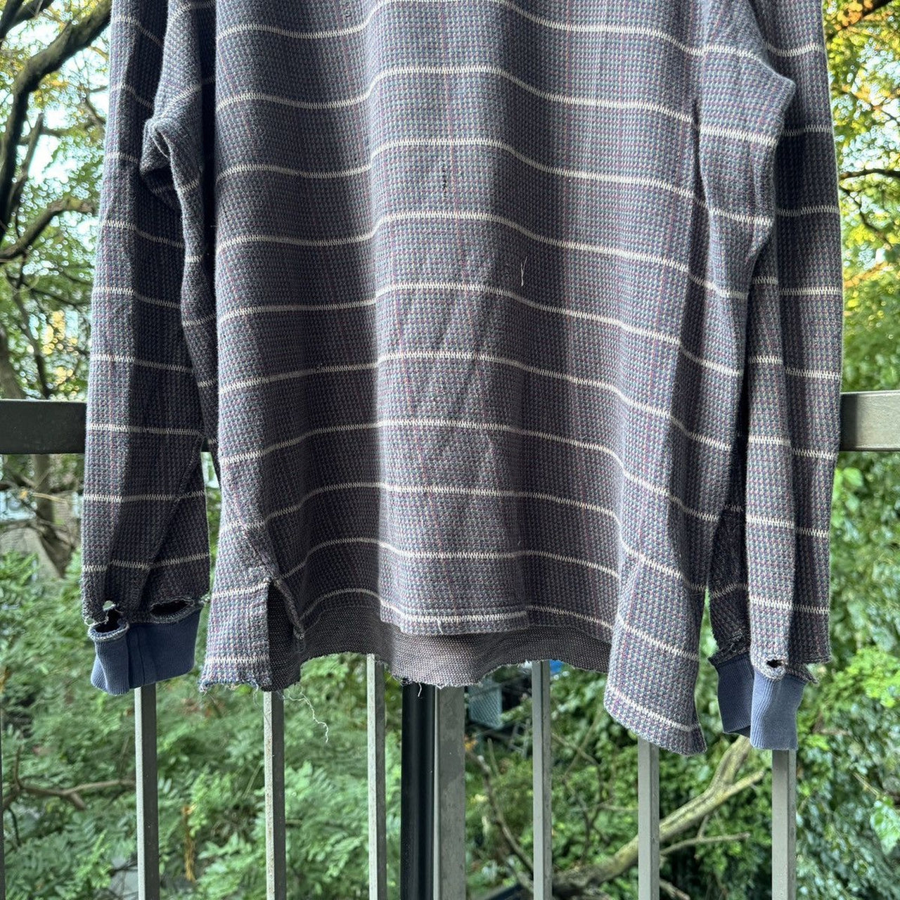 1990s Thrashed Faded Distressed Henley Shirt