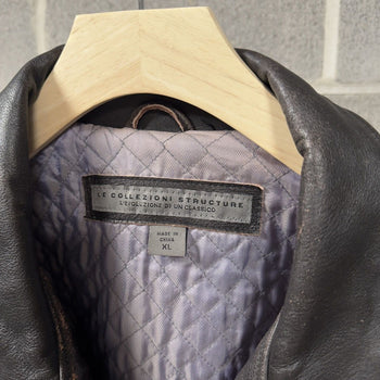 1990s Faded Leather Car Coat Chore Jacket