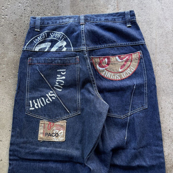 1990s/2000s Y2K PACO JEANS BAGGY PATCH DENIM SKATER JEANS