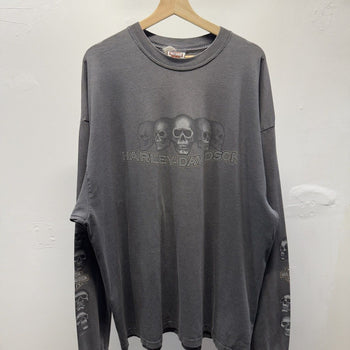 Vintage 2000s Harley Davidson Faded Skull Longsleeve Tee