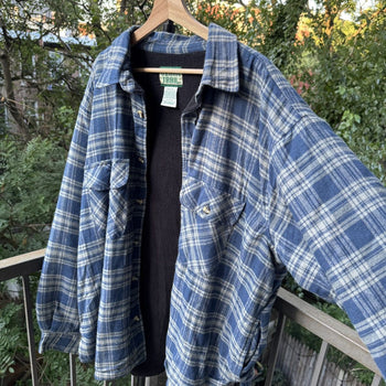 1990s Faded Lined Flannel Shirt Jacket