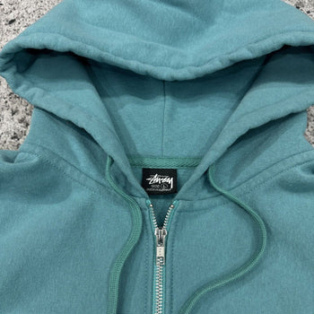 STUSSY SPORT BLUE DOT LOGO ZIP UP HOODIE