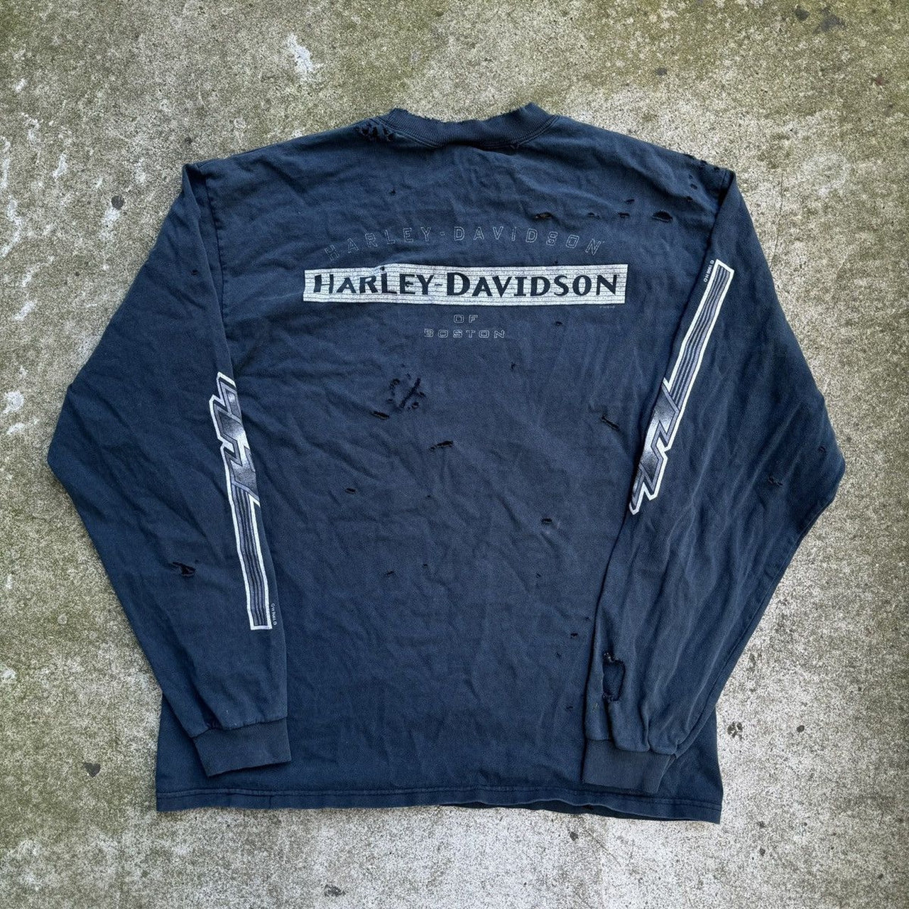 2000S FADED THRASHED DISTRESSED HARLEY DAVIDSON LONGSLEEVE