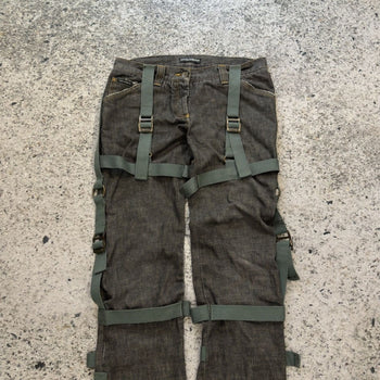 2003 Dolce & Gabbana AW03 Runway Bondage Parachute Denim Grey