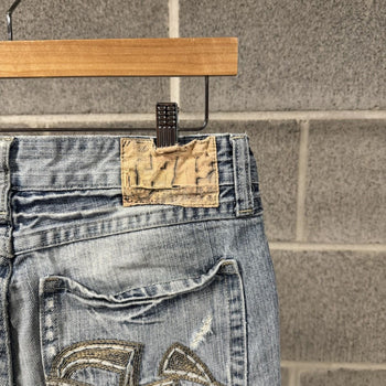 2000s Y2K Baggy Embroidered Faded Jeans