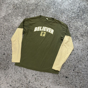 Camiseta de manga larga de doble capa Believer de los años 2000