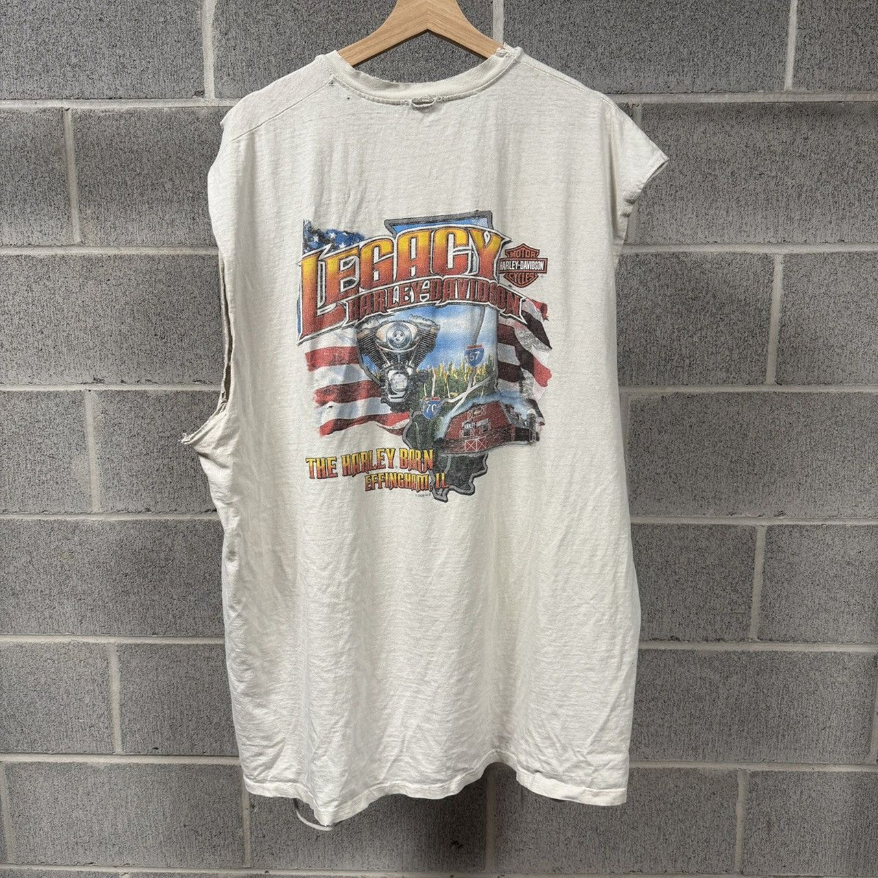 2000s Harley Davidson Thrashed Faded Distressed Tank