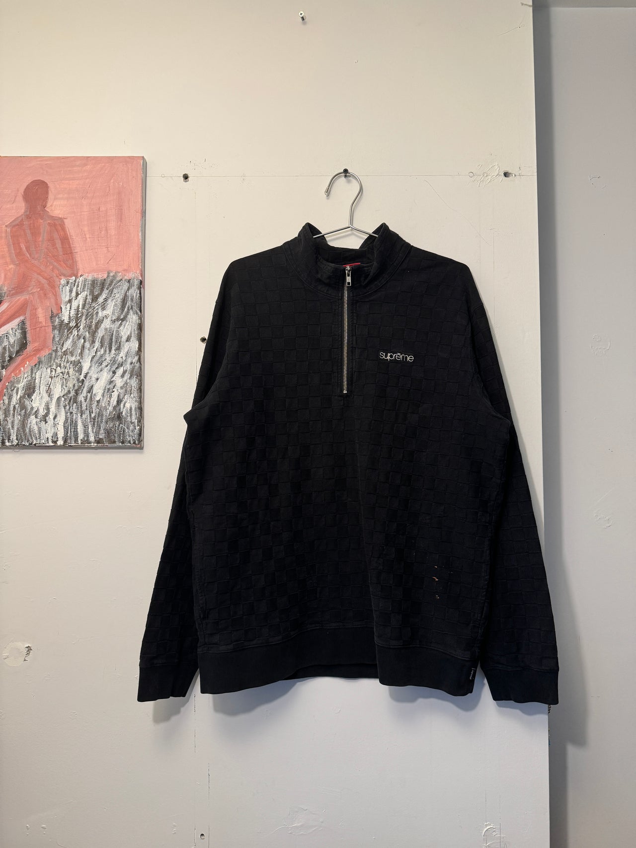 SUPREME SS15 HERRINGBONE CHECK HALF ZIP PULLOVER