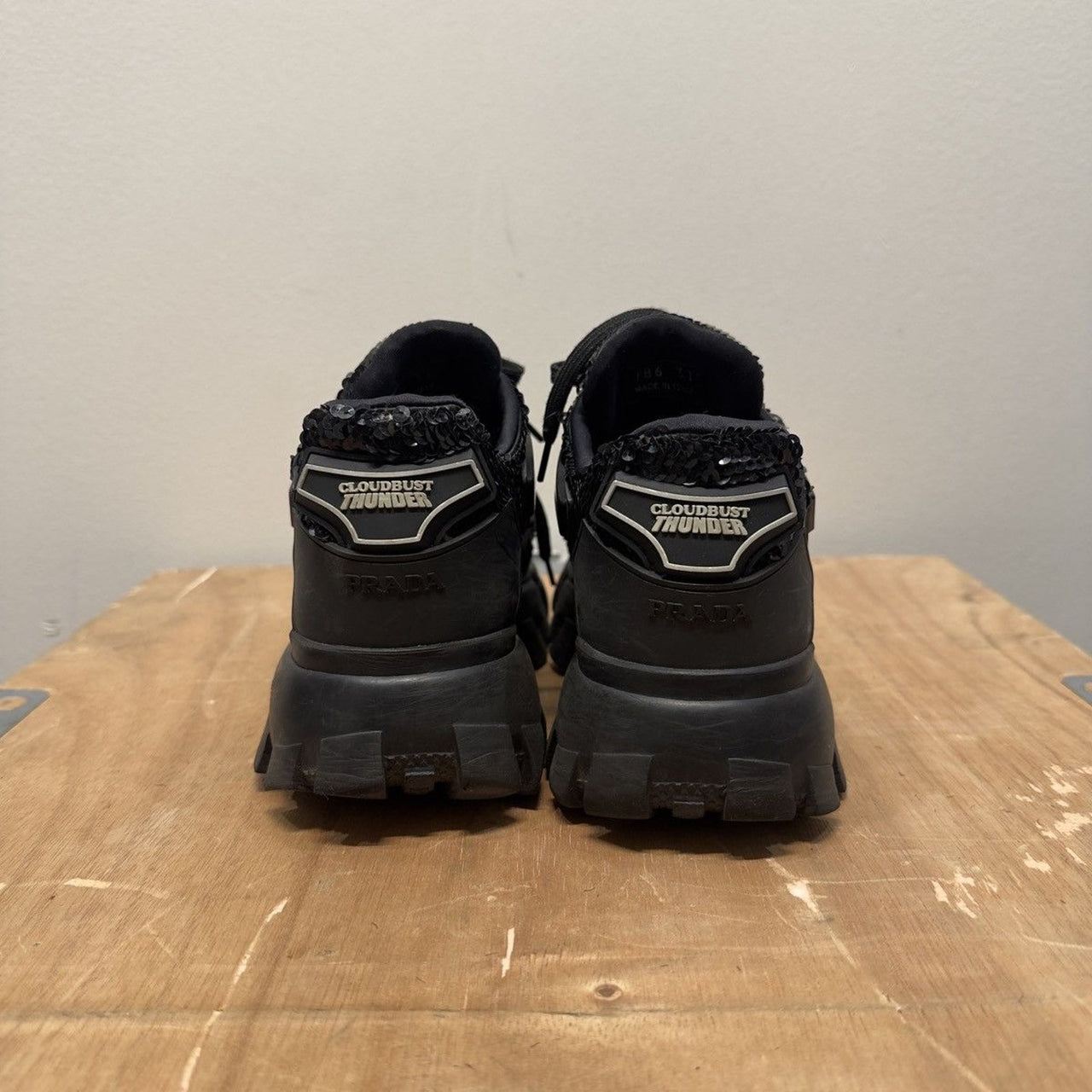 Prada Cloudbust Thunder Black Sequin Sneakers