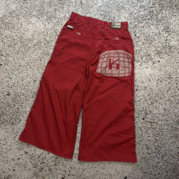1990年代 Kikwear Kdub ナイロン レイブ バギー ワイドレッグ パンツ