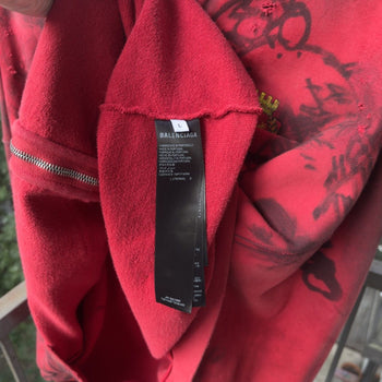 Balenciaga SS23 Mud Show Red Skater Zip Up Hoodie