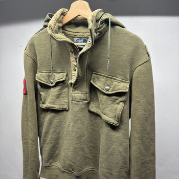 2000s Polo Ralph Lauren Military Patch Hooded Sweatshirt