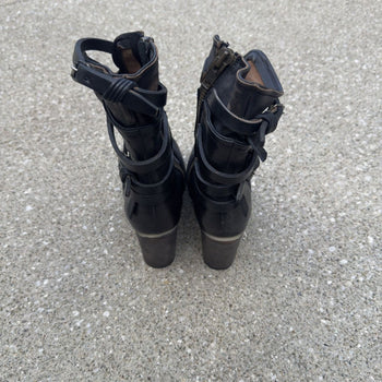 2000s Freebird Women's Lace Strap Faded Leather Boots