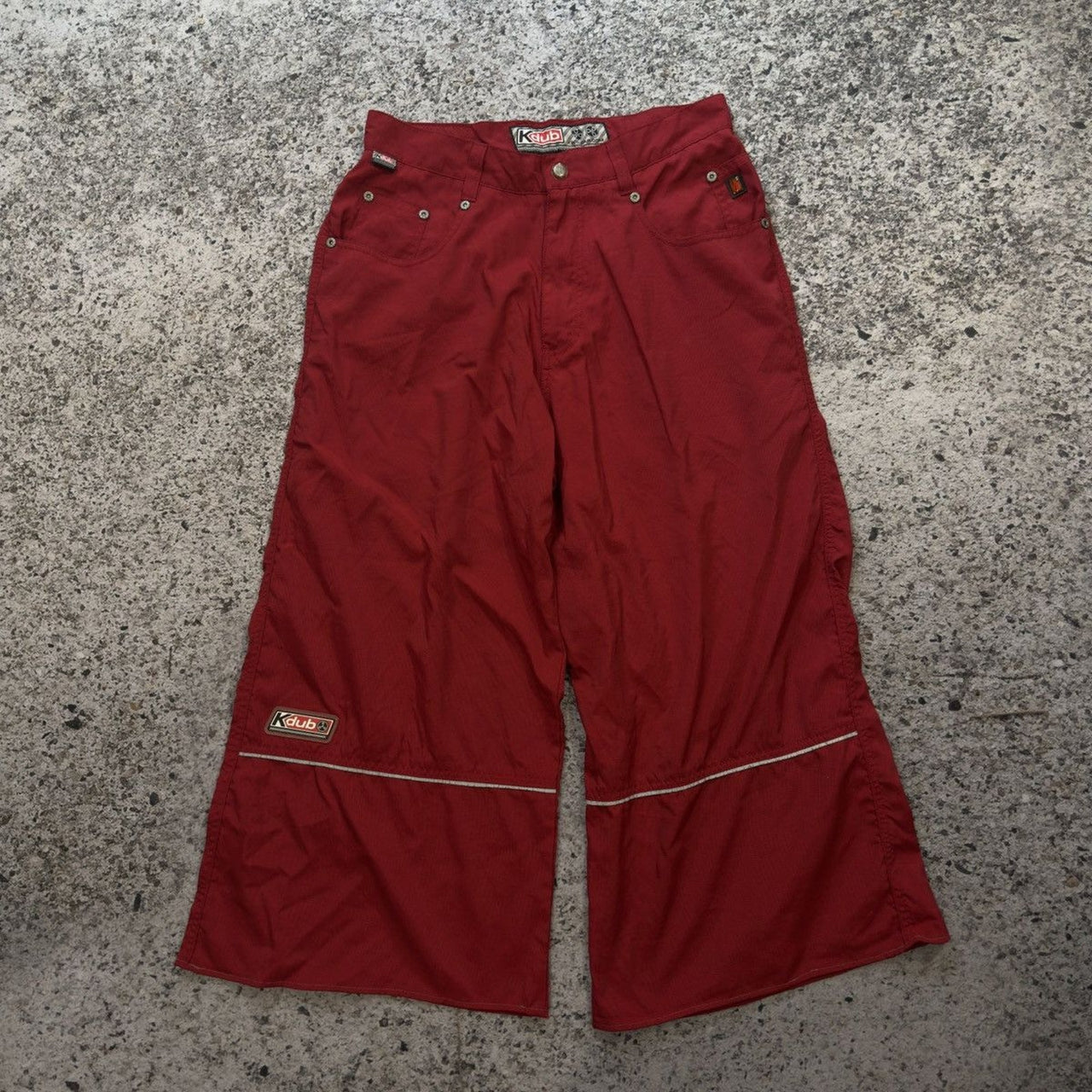 1990年代 Kikwear Kdub ナイロン レイブ バギー ワイドレッグ パンツ
