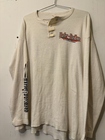 1980s HARLEY DAVIDSON THRASHED FADED LONGSLEEVE THERMAL TEE