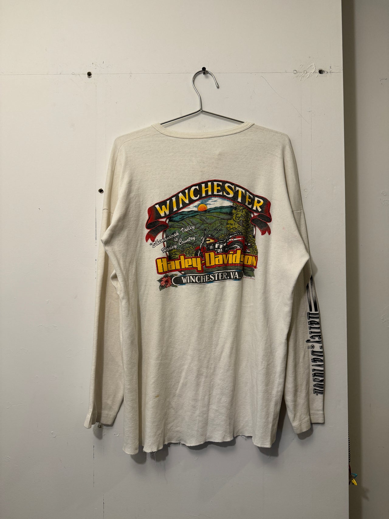 1980s HARLEY DAVIDSON THRASHED FADED LONGSLEEVE THERMAL TEE