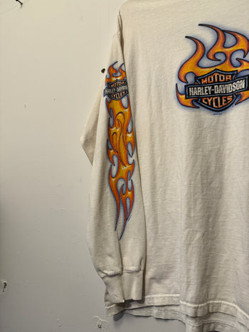 2000s HARLEY DAVIDSON FLAME LOGO FADED THRASHED LONGSLEEVE