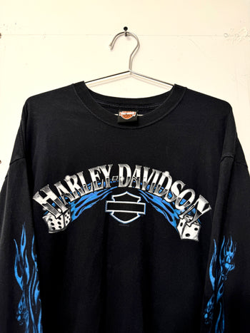 2000S HARLEY DAVIDSON DICE CLOWN FLAME LONGSLEEVE TEE