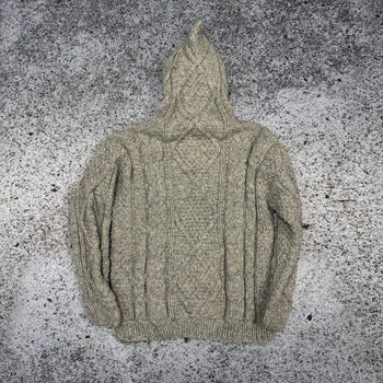 Sudadera con capucha y cremallera de punto trenzado de lana de los años 90