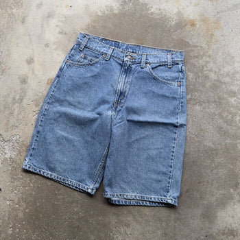 1990s LEVI’S 550 ORANGE TAB LIGHT WASH BAGGY DENIM JEAN SHORTS JORTS