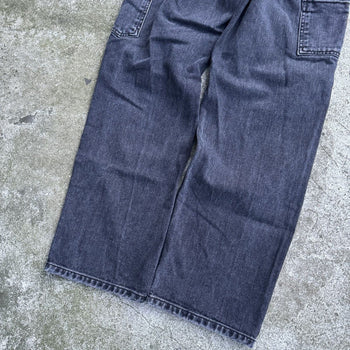 CARHARTT WIP FADED BLACK DENIM CARPENTER PANTS