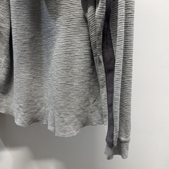 Vintage 2000s DKNY Thermal Waffle Knit Ribbed Striped Henley Hoodie
